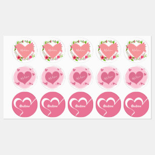 Nom personnalisé étiquettes de coeur