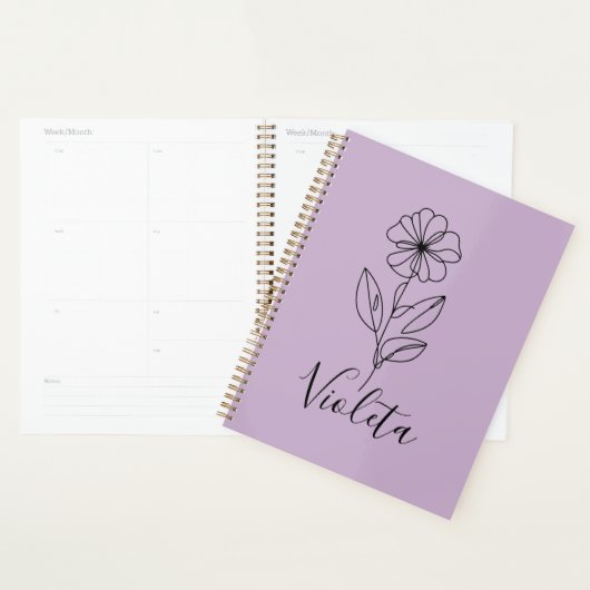 Nom personnalisé Février violet Fleur de naissance (Devant avec enveloppe)