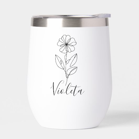 Nom personnalisé Février violet Fleur de naissance (Gauche)