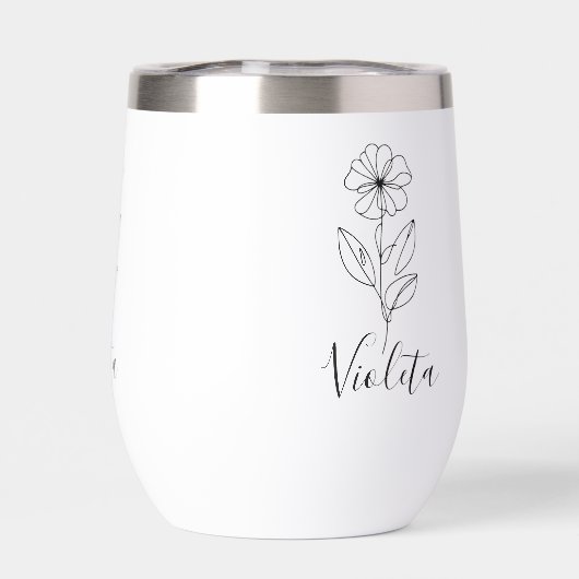 Nom personnalisé Février violet Fleur de naissance (Arrière)