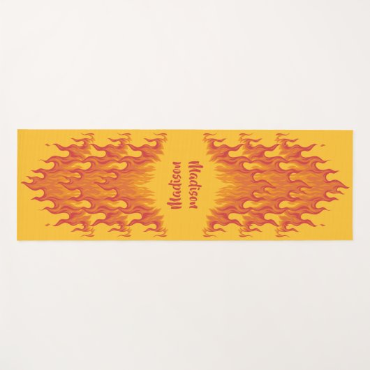 Nom personnalisé "FIRE" tapis de yoga recto verso (Devant (Horizontal))
