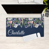 Nom personnalisé Fleur sauvage bleu marine