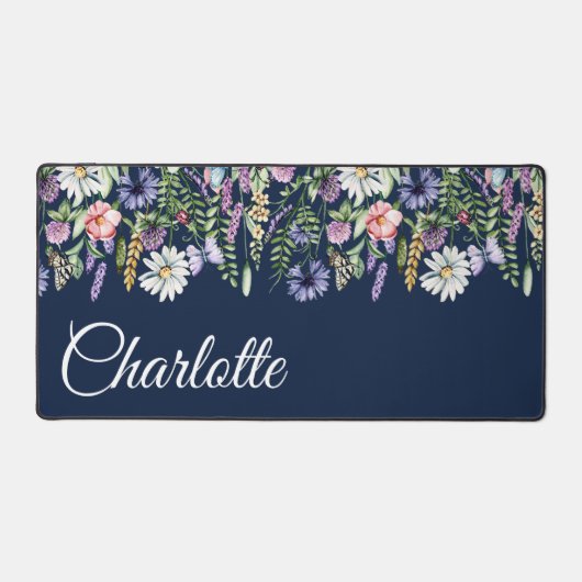 Nom personnalisé Fleur sauvage bleu marine (Recto)