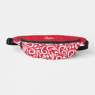 Nom personnalisé Fleurs abstraites Élégantes Rouge