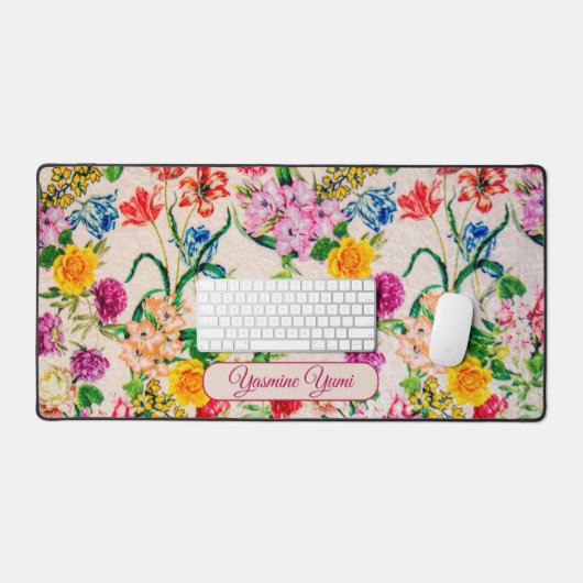 Nom personnalisé Fleurs colorées Script féminin (Clavier et souris)