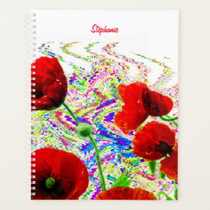 Nom personnalisé Fleurs de pavot floral Artsy colo