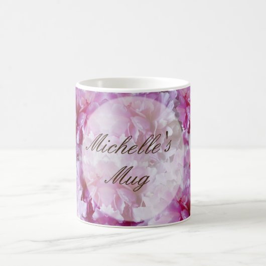 Nom personnalisé Fleurs roses Mug (Centre)