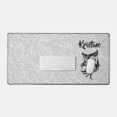 Nom personnalisé Floral Cat Ordinateur Bureau Mat (Clavier et souris)