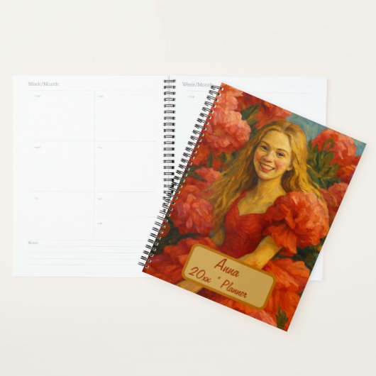 Nom personnalisé Floral Planner (Devant avec enveloppe)