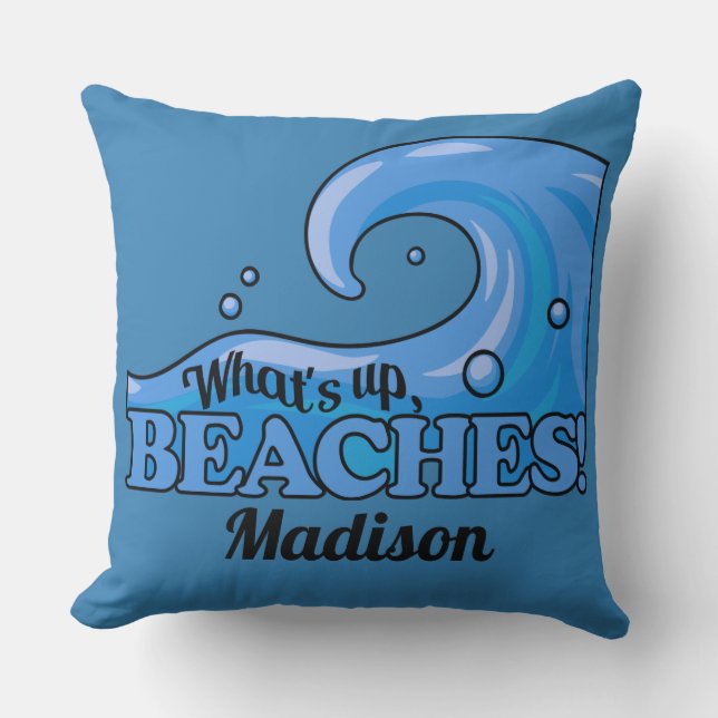 Nom personnalisé Funny Beach Wave lancer oreiller (Recto)