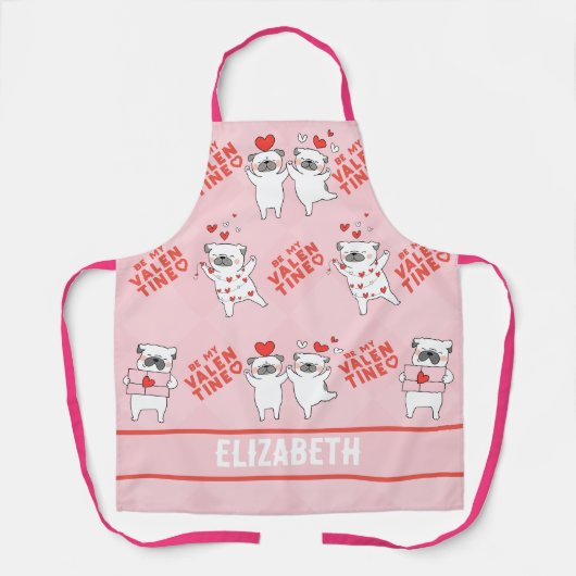 Nom personnalisé Funny Chien rose tablier (Recto)