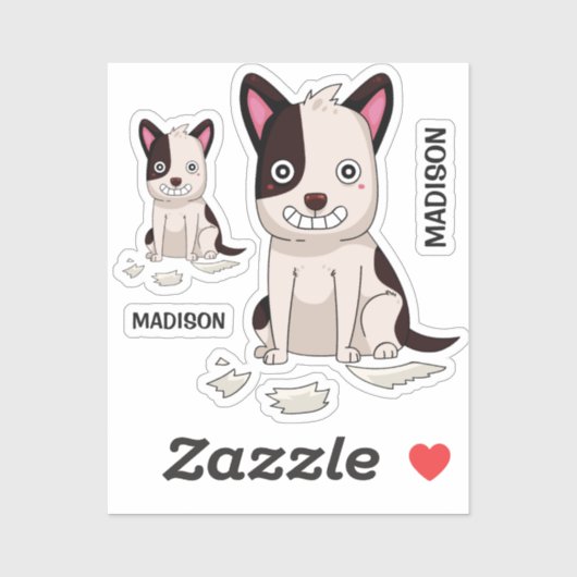Nom personnalisé Funny Dog autocollants (Feuille)