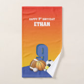 Nom personnalisé Garçon 9e anniversaire Balles de  (Serviette à main)