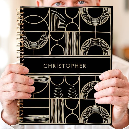 Nom personnalisé géométrique noir et or