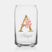 Nom personnalisé Gold Foil Blush Rose Lettre A (Recto)