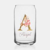 Nom personnalisé Gold Foil Blush Rose Lettre A (Verso)