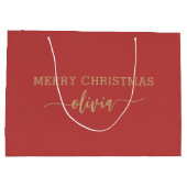 Nom personnalisé Gold Red Grand sac cadeau (Dos)