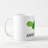Nom personnalisé gosses mug avec mignonne tortue v (Gauche)