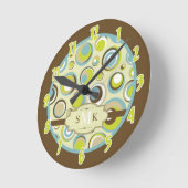 Nom personnalisé Horloge 1970 Retro Circle Patter (Angle)