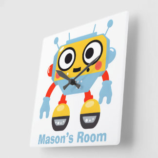 Nom personnalisé Horloge murale de l’enfant Robot
