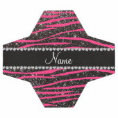 Nom personnalisé hot rose zèbre rayures noir parti (Plat)