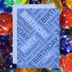Nom personnalisé Invitation fête d'anniversaire bl