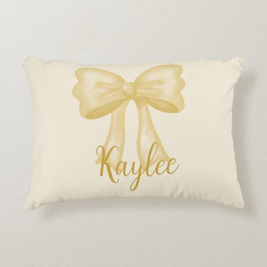Nom personnalisé Jaune Coquette Bow Coussin (Devant)