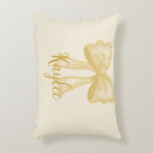 Nom personnalisé Jaune Coquette Bow Coussin (Devant(Vertical))