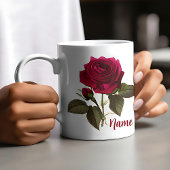 Nom personnalisé Joli Rose Flower Coffee Mug