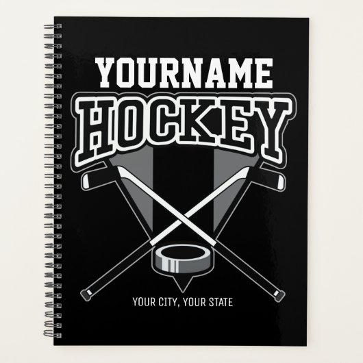 NOM Personnalisé Joueur de hockey Stick Puck Team (Devant)