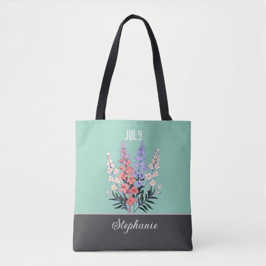 Nom personnalisé Juillet Sac fourre-tout Fleur de (Devant)