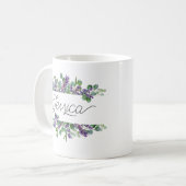 Nom personnalisé Lavender Floral Mug (Devant gauche)