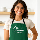 Nom personnalisé Le Chef Tablier vert pour femmes
