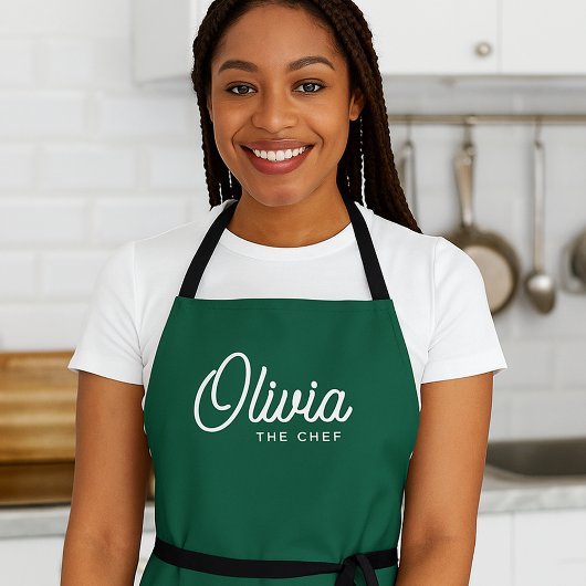 Nom personnalisé Le Chef Tablier vert pour femmes