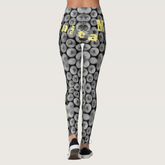 Nom personnalisé Leggings au crayon noir et blanc (Dos)