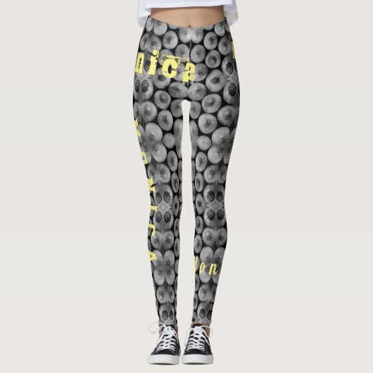 Nom personnalisé Leggings au crayon noir et blanc (Devant)