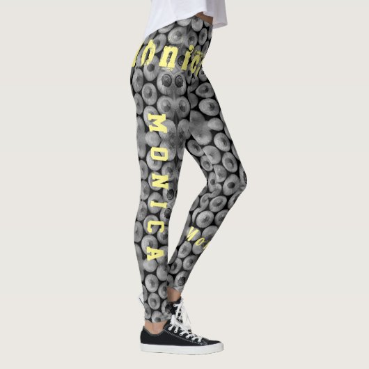 Nom personnalisé Leggings au crayon noir et blanc (Droite)