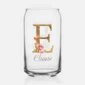 Nom Personnalisé Lettre E Gold Foil Blush Rose (Recto)