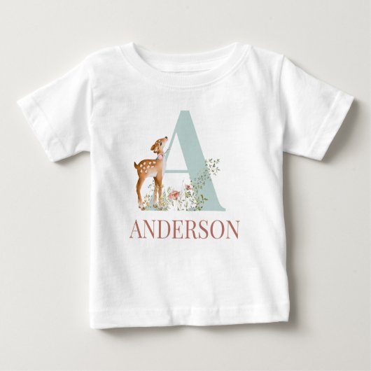 Nom personnalisé Lettre initiale Un T-shirt bébé (Devant)