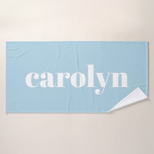 Nom personnalisé Light Blue Retro Typographie (Serviette de bain)