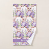 Nom personnalisé Lilac Teddy Bear Jeu de serviette (Serviette à main)