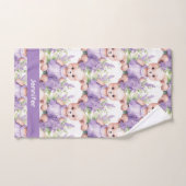 Nom personnalisé Lilac Teddy Bear Jeu de serviette (Serviette à main)