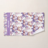 Nom personnalisé Lilac Teddy Bear Jeu de serviette (Serviette à main)
