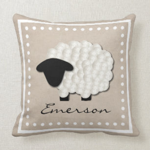 Nom personnalisé Little Lamb Nursery Coussin