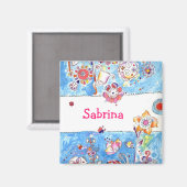 Nom personnalisé Magnet floral (Recto/Verso)