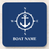 Nom personnalisé Marine Blue Dessous de verre Cork (Devant)