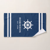 Nom personnalisé marine marine bleu et blanc (Serviette à main)