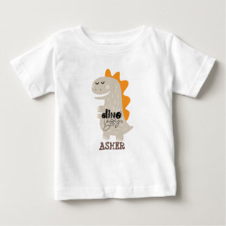Nom personnalisé mignon tshirt enfant en dino