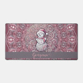 Nom personnalisé mignon Whimsical Pink Snowman Man (Recto)