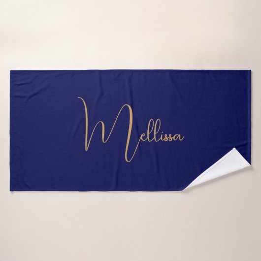 Nom personnalisé minimaliste bleu (Serviette de bain)